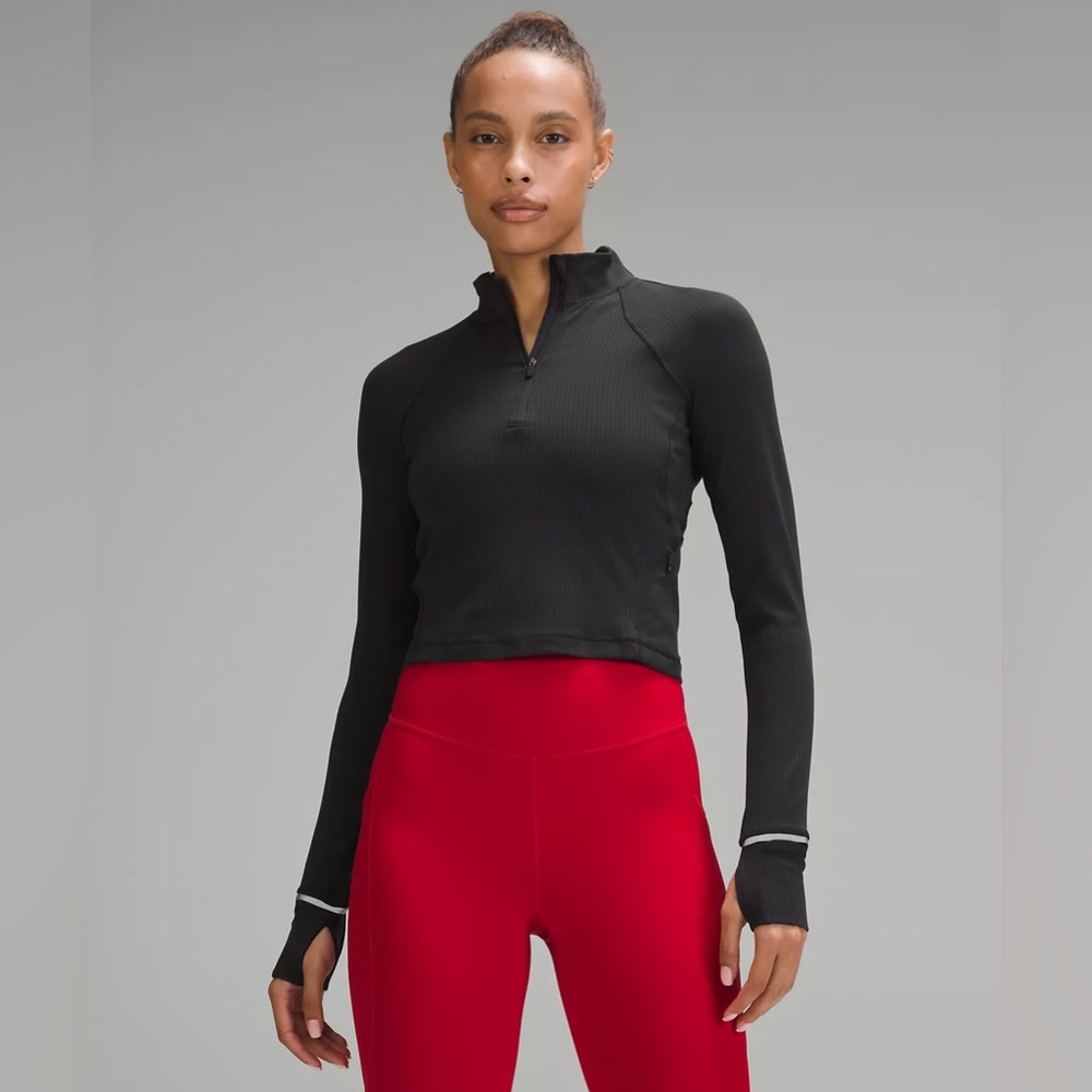 It's Rulu™ Run Ribbed Cropped Half Zip BLK 4